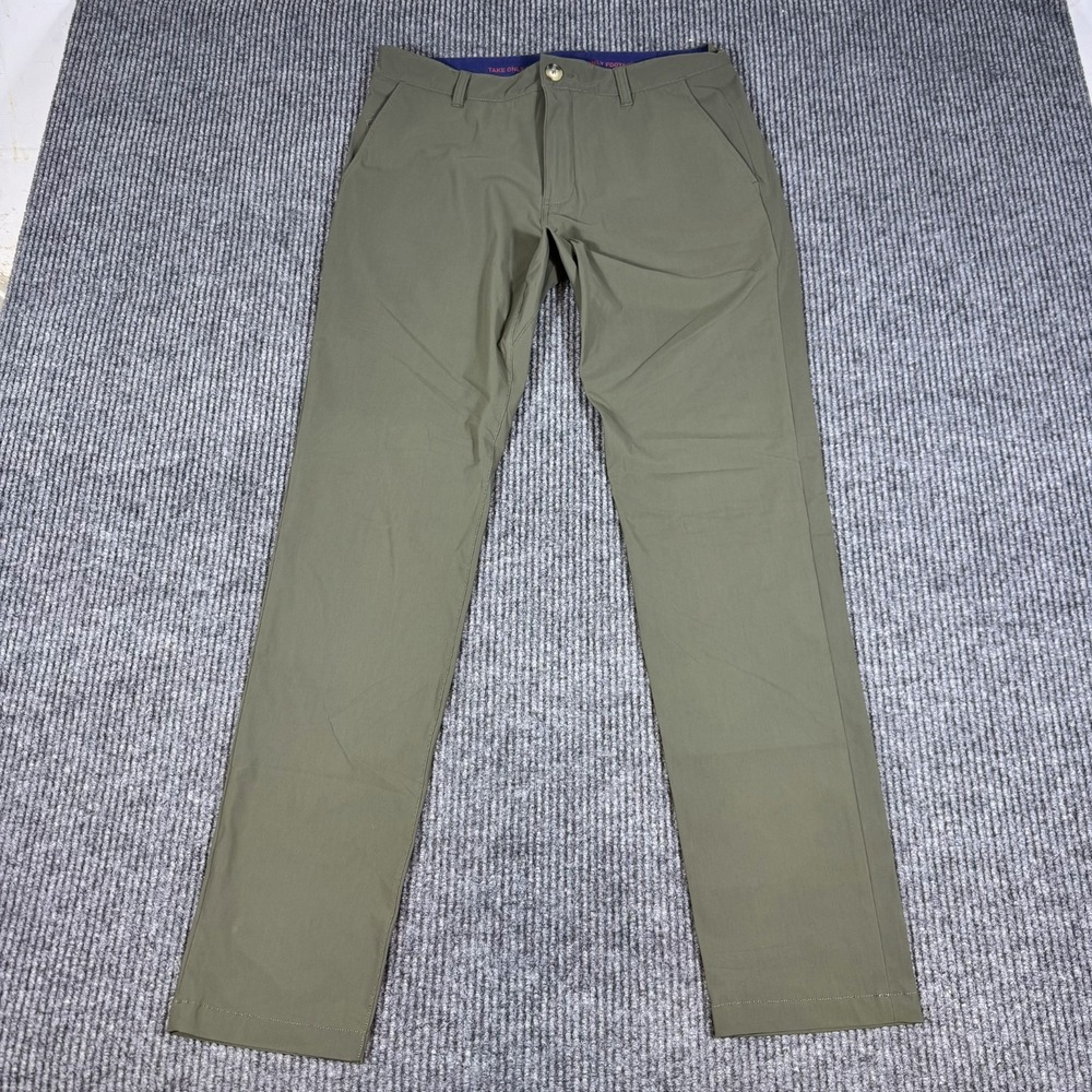 Rhone Commuter Chino Pants Classic Mens Size 34x32 Olive Nylon Straight Leg Golf